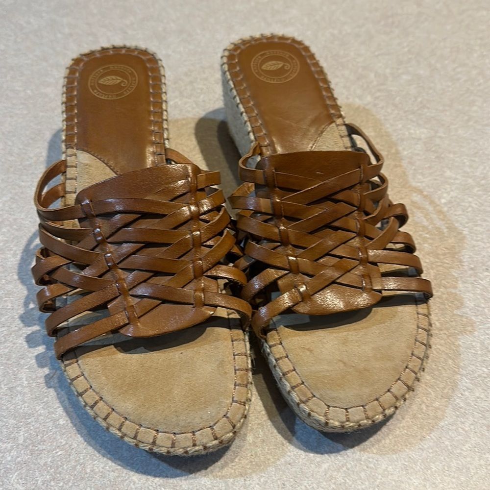 NURTURE Brown Espadrille Slide On Sandals